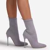 Corashoes Wool Thick-Heel Martin Stretch Knit Sock Boots