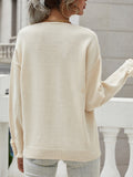 Corashoes V Neck Long Sleeve Loose Pullover Sweaters