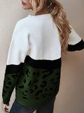 Corashoes Leopard Colorblock Casual Pullover Sweaters