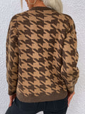 Corashoes Houndstooth Crew Neck Sweaters