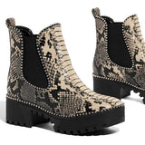 Corashoes Womens Slip on Animal Print Platform Boots