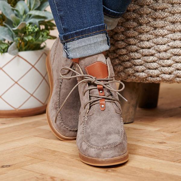 Corashoes Faux Suede Lace Up Booties