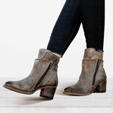 Corashoes Women Chunky Heel Side Zipper Boots