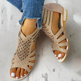 Corashoes Studded Hollow Out Flat Sandals