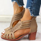 Corashoes Women Peep Toe Elegant Chunky Heel Sandals
