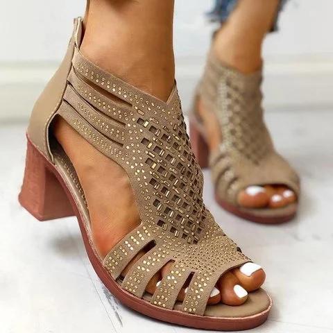 Corashoes Women Peep Toe Elegant Chunky Heel Sandals