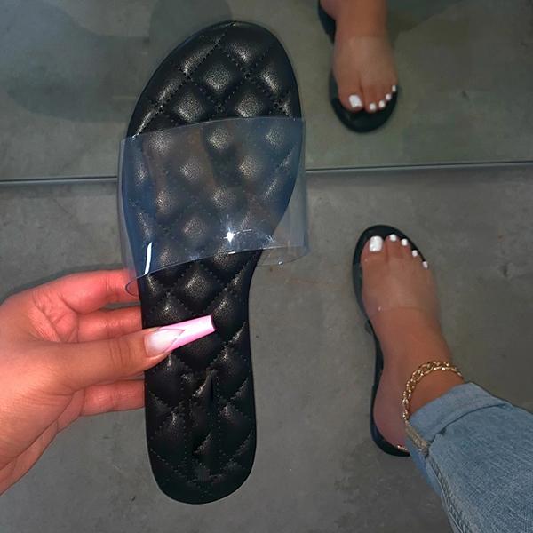 Corashoes Summer Clear Strap Slip on Flat Sandals