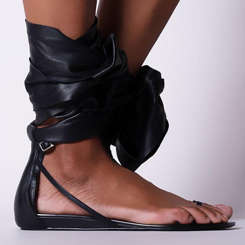 Corashoes Women Gladiator Thong Summer Ankle Wrap Flat Sandals