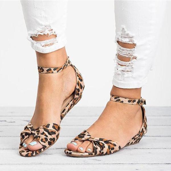 Corashoes Casual Leopard Adjustable Buckle Sandals