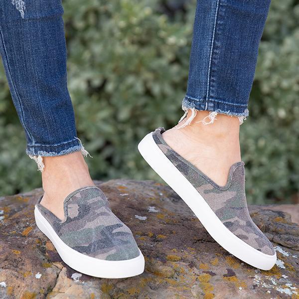 Corashoes Leopard&Camouflage Flats Canvas Sneakers