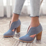 Corashoes Round Toe Women Chunky Heel Casual Pu Ankle Boots