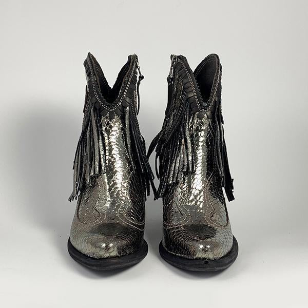 Corashoes Women Stylish Tassel Zipper Chunky Heel Boots