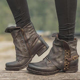 Corashoes Women Casual Chunky Heel Pu Zipper Ankle Boots