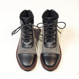 Corashoes Round Toe Combat Boots Chunky Heel Lace-Up Fall Shoes