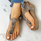 Corashoes Rivet Design Toe Post Wedge Sandals