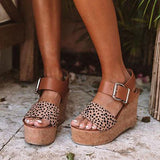 Corashoes Reece Cheetah Wedge Buckle Straps Sandals