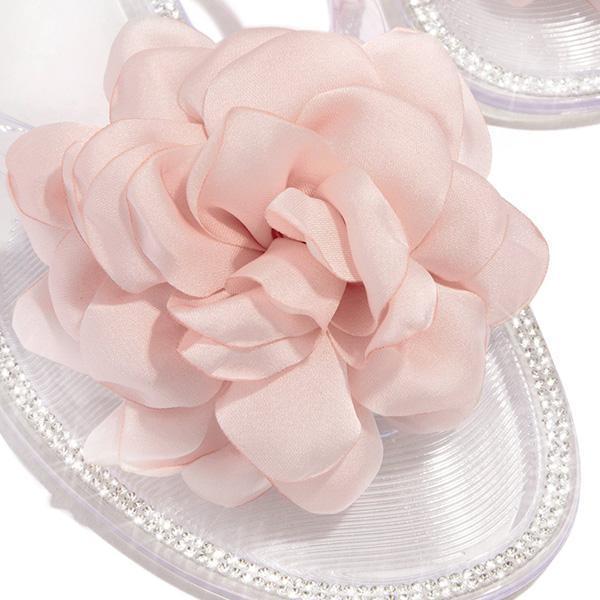 Corashoes Blossom Clear Thong Strap Embellished Outter Sole Slippers
