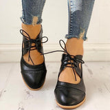 Corashoes Lace-Up Cut Out Chunky Heels