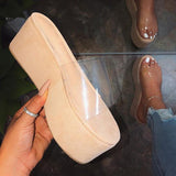 Corashoes Women Platform High Heel PVC Summer Slippers