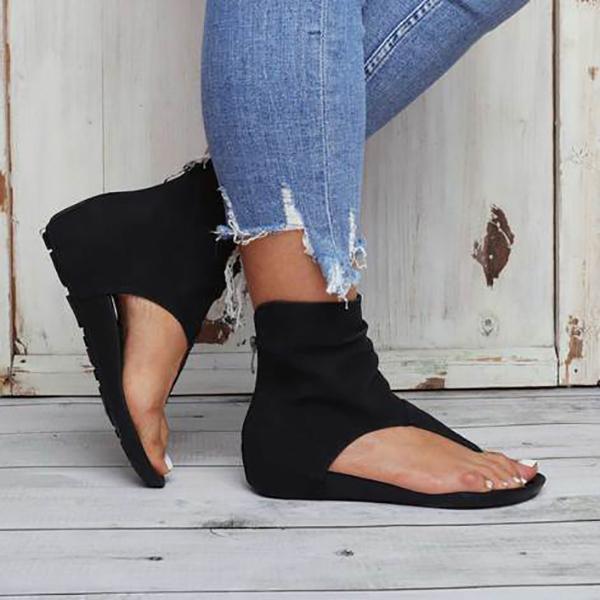 Corashoes Hollow out Back Zipper Flat Booties