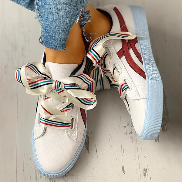 Corashoes Colorful Ribbon Lace-Up Casual Sneakers