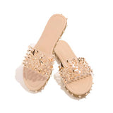 Corashoes Multi-Sized Studs Clear Strap Slippers