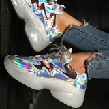 Corashoes Laser Sequins Lace-Up Plateform Casual Sneakers