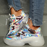 Corashoes Laser Sequins Lace-Up Plateform Casual Sneakers