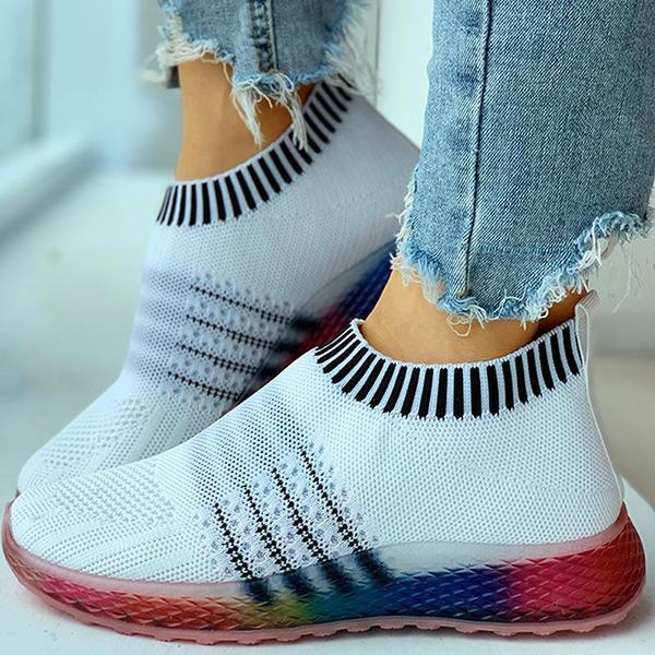 Corashoes Colored Bottom Striped Breathable Casual Sneakers