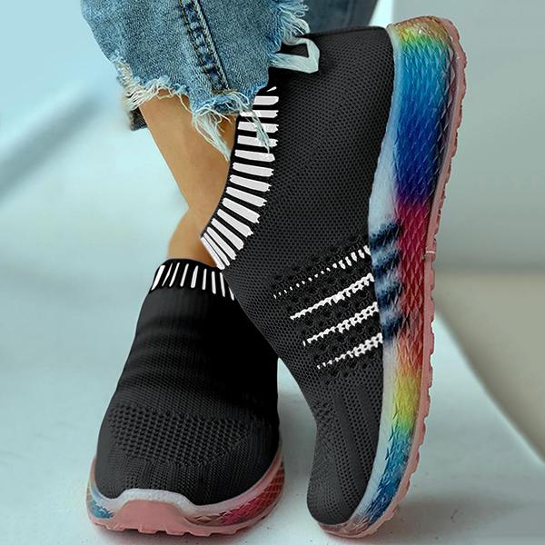 Corashoes Colored Bottom Striped Breathable Casual Sneakers