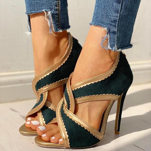 Corashoes Velvet Contrast Binding Twisted Thin Heeled sandals