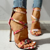Corashoes Floral Ankle Strap Thin Heels