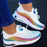 Corashoes Lace-Up Round Toe Low-Cut Upper Color Block Sneakers