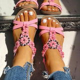 Corashoes Women's Bohemian Flower Flat Sandals