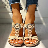 Corashoes Women's Bohemian Flower Flat Sandals