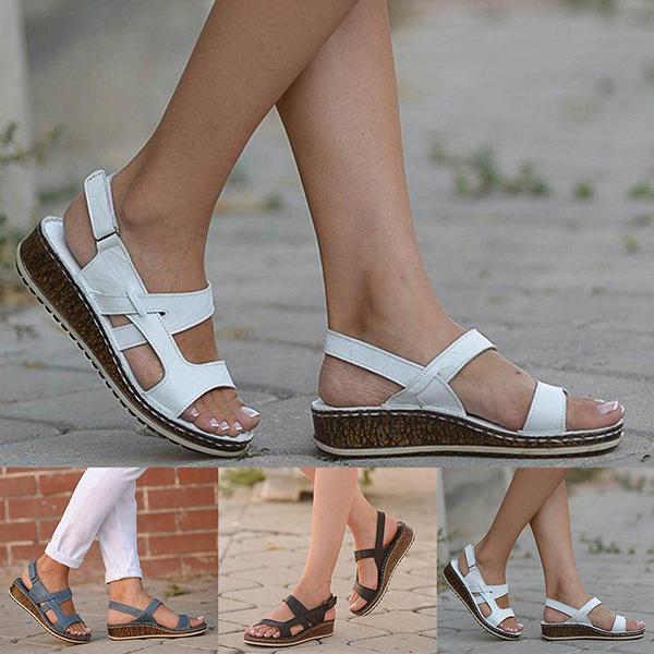 Corashoes Hollow Out Wedges Buckle Platform Casual Sandals