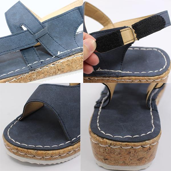 Corashoes Hollow Out Wedges Buckle Platform Casual Sandals