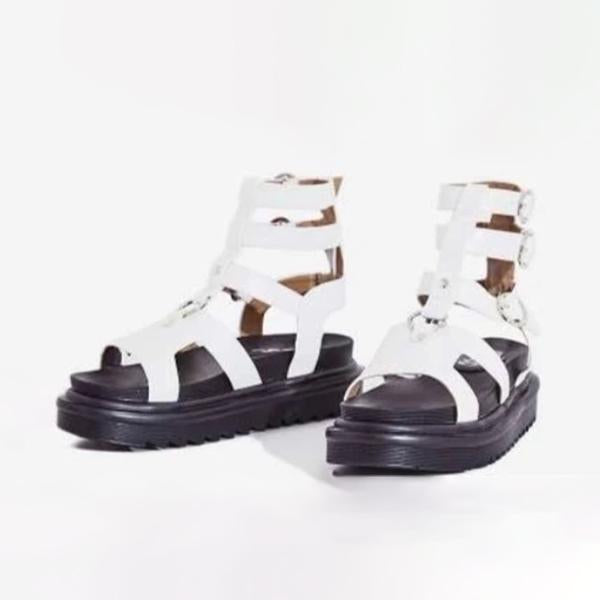Corashoes White Faux Leather Sandals