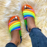 Corashoes Rainbow Diagonal Drilling Women's Slippers