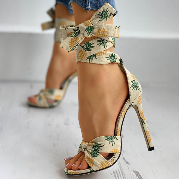 Corashoes Fruit Twisted Detail Peep Toe Stiletto Heels