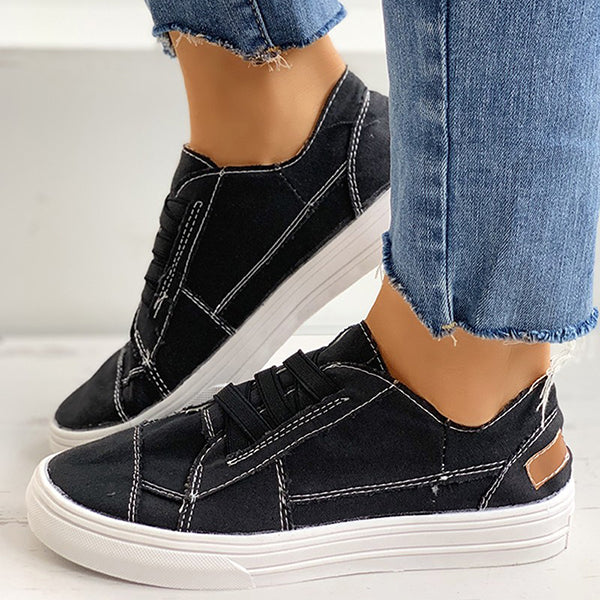 Corashoes Solid Lace-Up Casual Sneakers