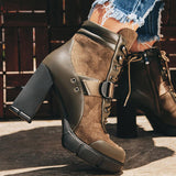 Corashoes Adjustable Buckle Straps Platform High Heel Ankle Boots