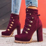 Corashoes Suede Chunky Heel Ankle Boots