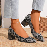 Corashoes Leopard Faux Fur Pump Chunky Heels