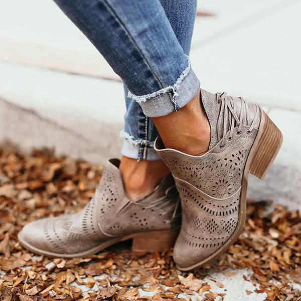 Corashoes Laser Cutout Ankle Booties