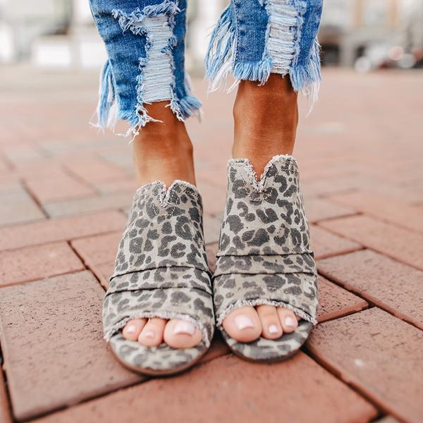 Corashoes Women Leopard Peep Toe Slippers