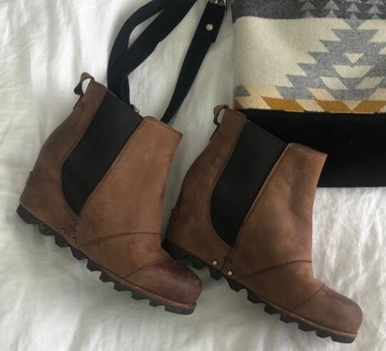 Corashoes Women Winter Slip On Wedge Boots