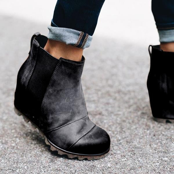 Corashoes Women Winter Slip On Wedge Boots