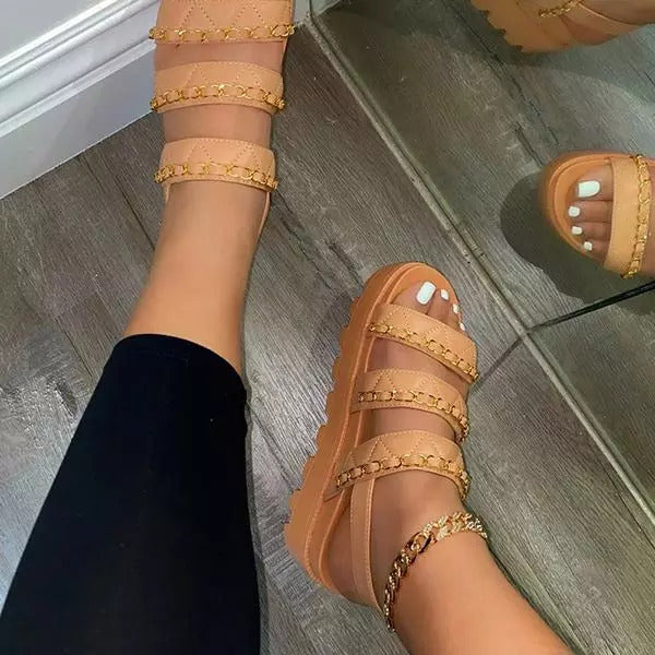 Corashoes Women Comfotable Fashion Pu Chain Adjusting Sandals
